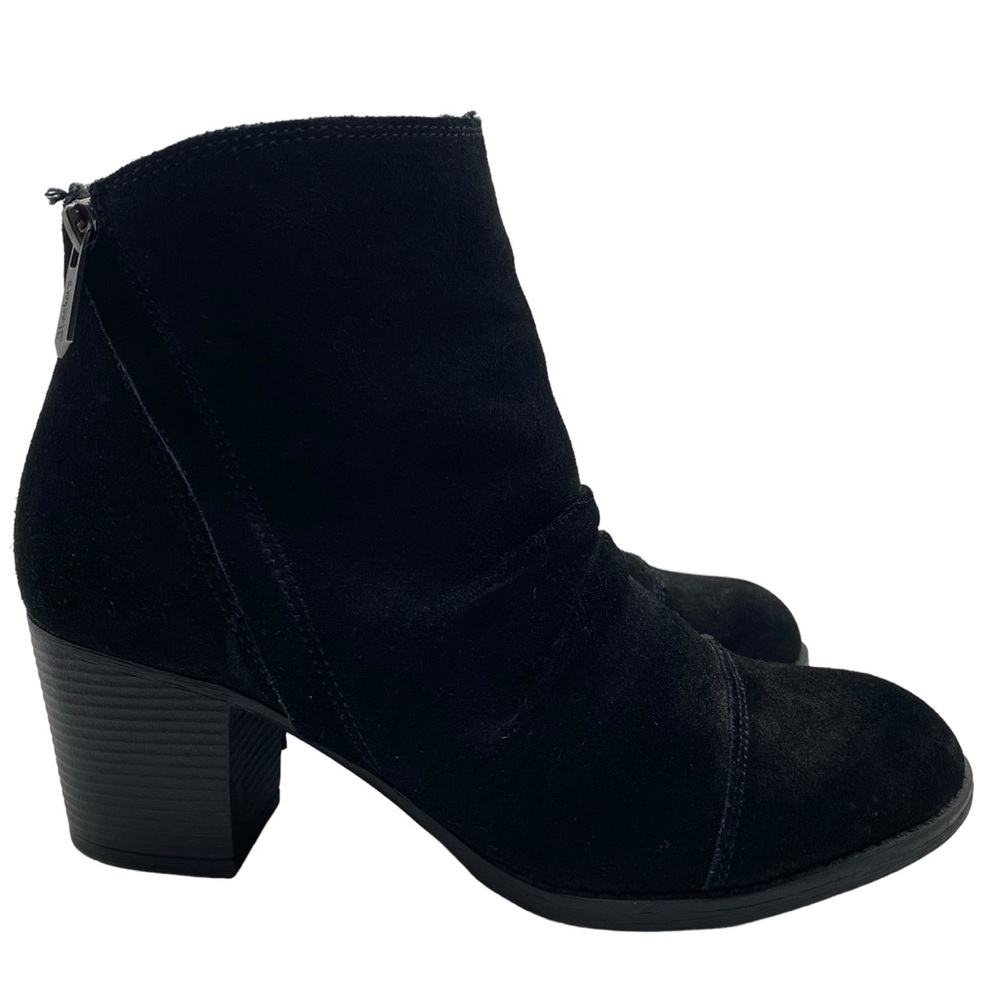 Skechers Womens Shoes Sz 7 Black Vegan Suede Heeled Ankle Casual Comfortable - Picture 3 of 13